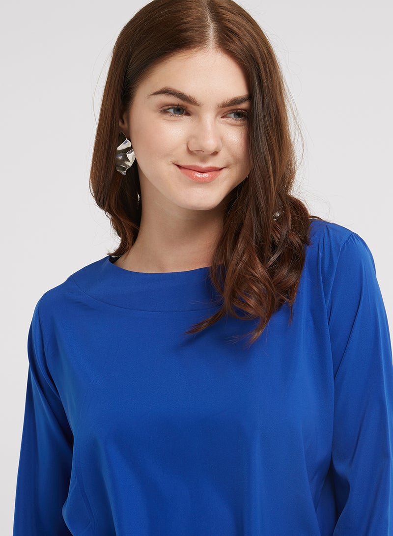 Golden Apple Round Neck Blouse Top Royal Blue - Image 4