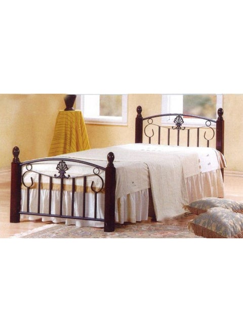 Wooden And Steel Durable Single Bed For Home Cherry Brown 190x90x15cm