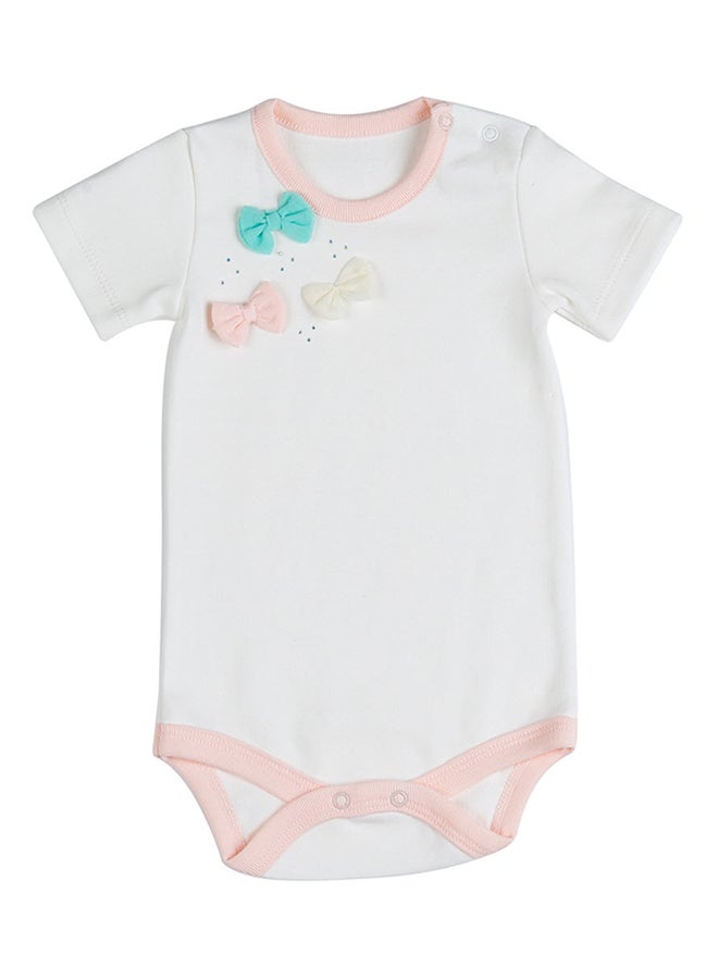 bluebell Bow Applique Onesie White/Peach 