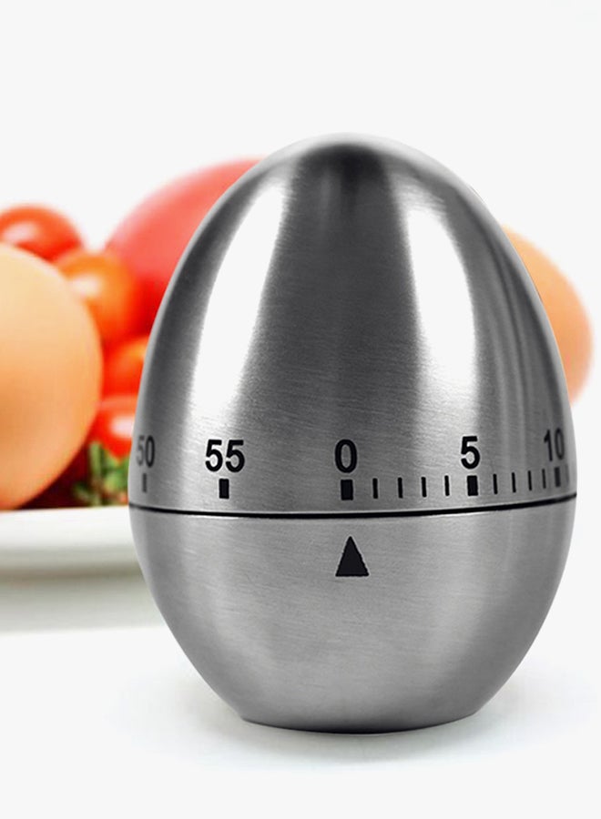 Generic Egg Shaped Kitchen Timer Silver  - Image 2