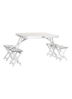 Foldable Chair And Table Set White