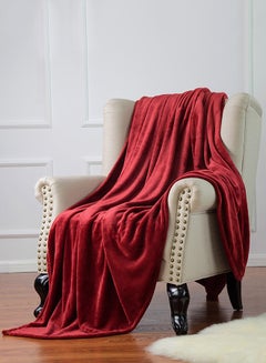 Safar Tekstil Melow Flannel Fleece Throw Blanket Polyester Maroon 150x210cm  - Image 2
