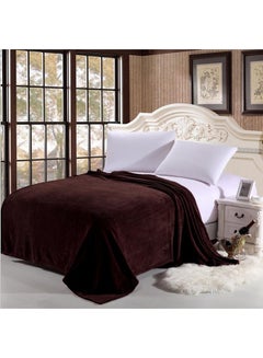 Safar Tekstil Melow Flannel Fleece Throw Blanket Polyester Brown 150 x 210cm 