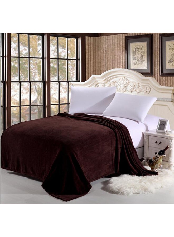 Safar Tekstil - Melow Flannel Fleece Throw Blanket Polyester Brown 150 x 210cm - Image 1
