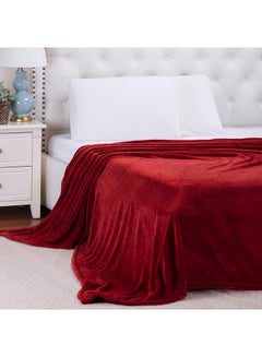 Safar Tekstil Melow Flannel Fleece Throw Blanket Polyester Maroon 195x215cm  - Image 1