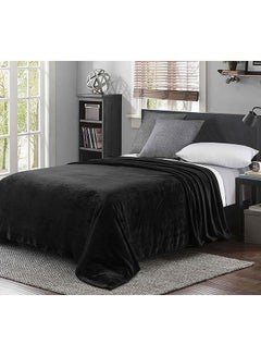 Safar Tekstil Melow Flannel Fleece Throw Blanket Polyester Black 195x215centimeter 