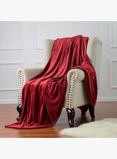 Safar Tekstil Melow Flannel Fleece Throw Blanket Polyester Maroon 195x215cm  - Image 2