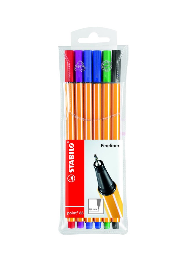 STABILO 6-Piece Point 88 Fineliner Pen Set Multicolour 