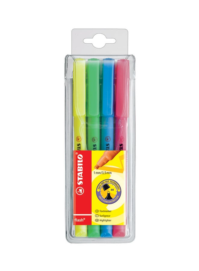 4-Piece Flash Highlighter Set Yellow/Blue/Green