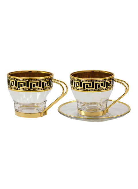 2-Piece Cup And Saucer Set Transparent/Gold