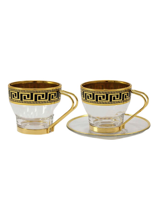 SANTHOME 2-Piece Cup And Saucer Set Transparent/Gold  - Image 1