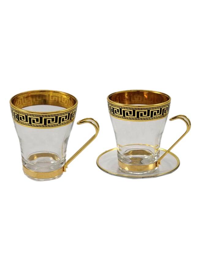 SANTHOME 2-Piece Cup And Saucer Set Transparent/Gold  - Image 1