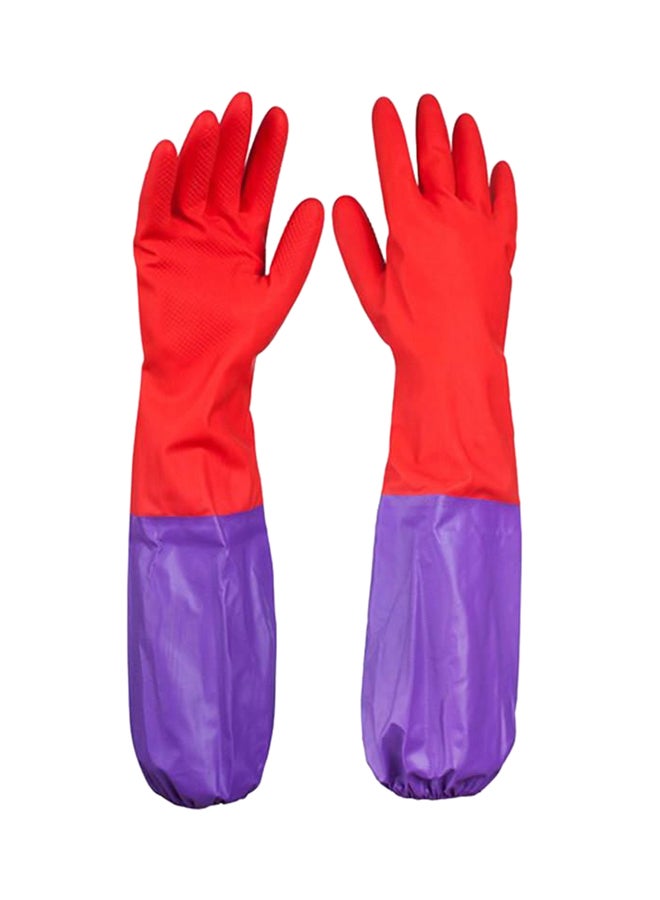 QiaoKai Waterproof Long Sleeves Latex Gloves Purple/Red 50centimeter  - Image 1