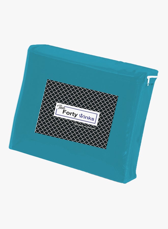 TheForty Winks - 4-Piece Egyptian Cotton Sheet And Pillowcase Set Cotton Turquoise Super King - Image 1