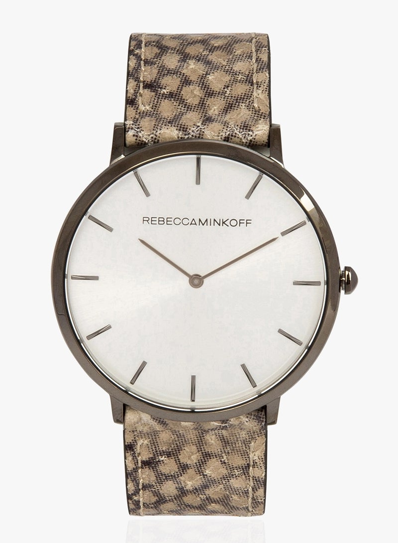 Rebecca Minkoff - Women's Patterned Major Analog Leather Watch 2200018 - Image 1