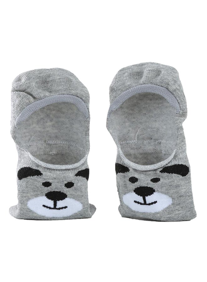 Bluelans Invisible Non-Slip Cartoon Animal Cotton Socks Grey
