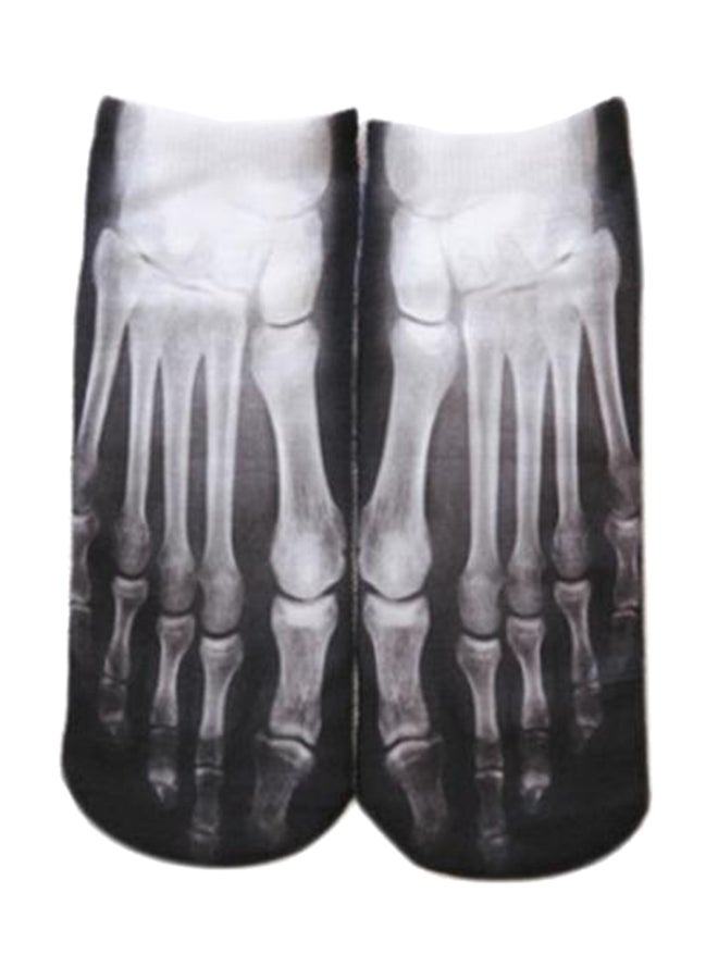 Bluelans 3D Printed Low Cut Ankle Socks Black/White 