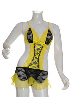 Baby Doll Lingerie Set Yellow/Black