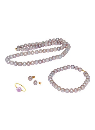 10 Karat Gold Pearl Strand 4 Piece Jewellery Set - v1525782785/N14391246A_1