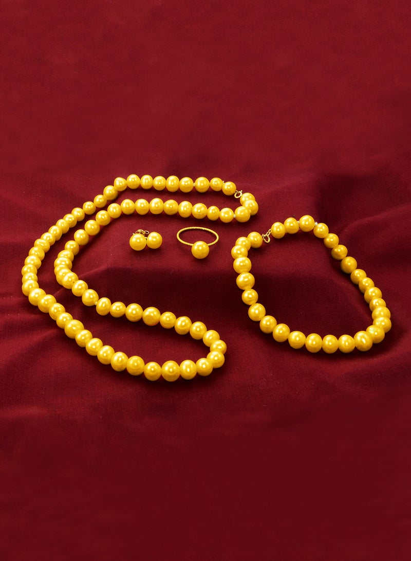 Vera Perla - 10 Karat Gold Pearl Strand 4 Piece Jewellery Set - Image 1