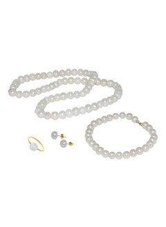 10 Karat Gold Pearl Strand 4 Piece Jewellery Set
