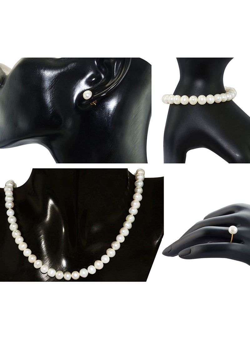 Vera Perla - 10 Karat Gold Pearl Strand 4 Piece Jewellery Set - Image 1