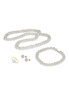 18 Karat Gold Pearl Strand 4 Piece Jewellery Set