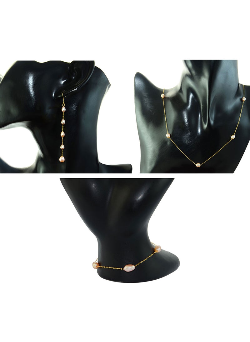 فيرا بيرلا طقم مجوهرات من الذهب مؤلف من 3 قطع ومرصّع بحبيبات اللؤلؤ عيار 10 قيراط - Image 3