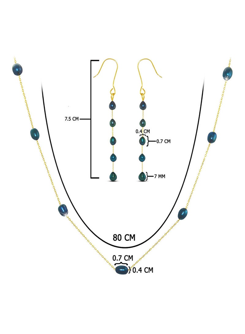 Vera Perla - 10 Karat Gold Pearls 2 Piece Jewellery Set - Image 1