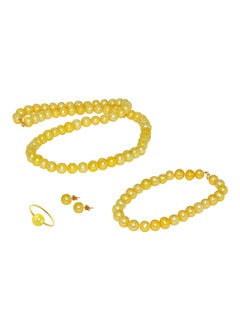 10 Karat Gold Pearl Strand 4 Piece Jewellery Set
