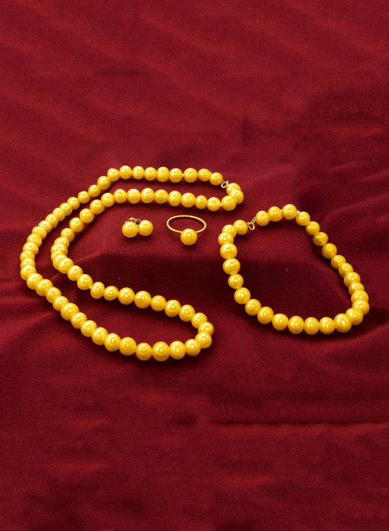 Vera Perla - 18 Karat Gold Pearl Strand 4 Piece Jewellery Set - Image 1