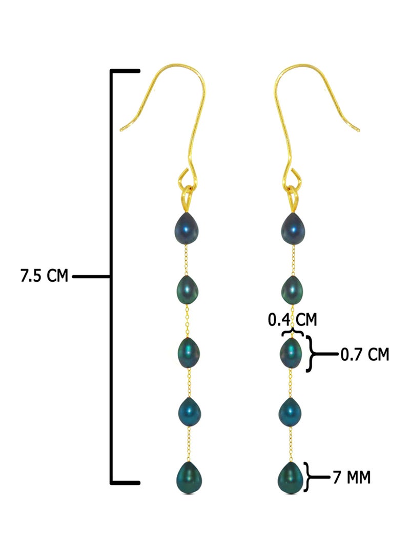 Vera Perla 18 Karat Gold Pearls Opera Drop Earrings - Image 4