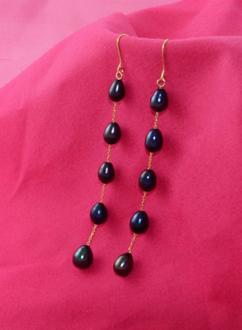 Vera Perla 18 Karat Gold Pearls Opera Drop Earrings - Image 2