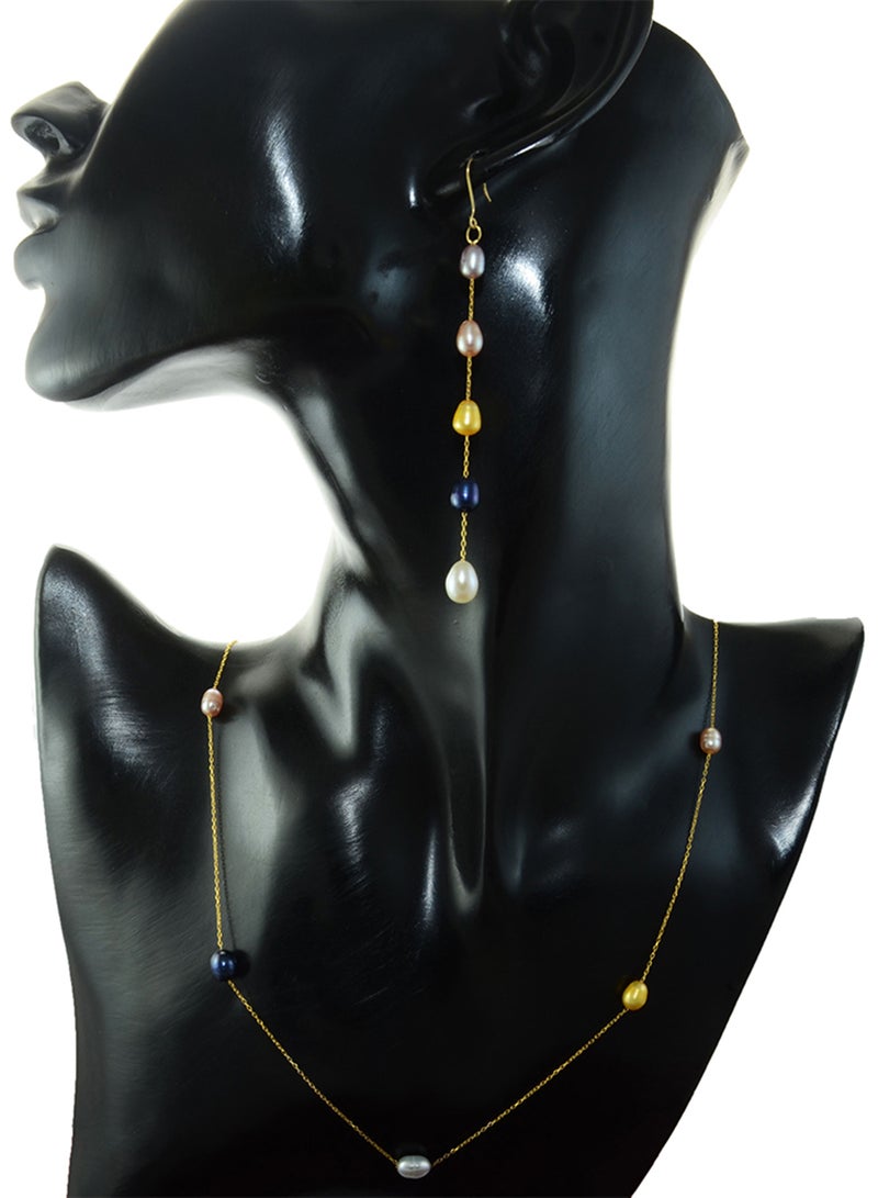 18 Karat Gold Pearls 2 Piece Jewellery Set