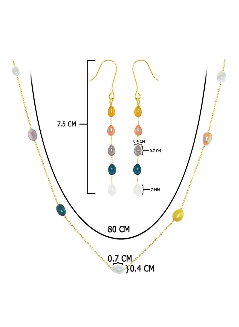 18 Karat Gold Pearls 2 Piece Jewellery Set