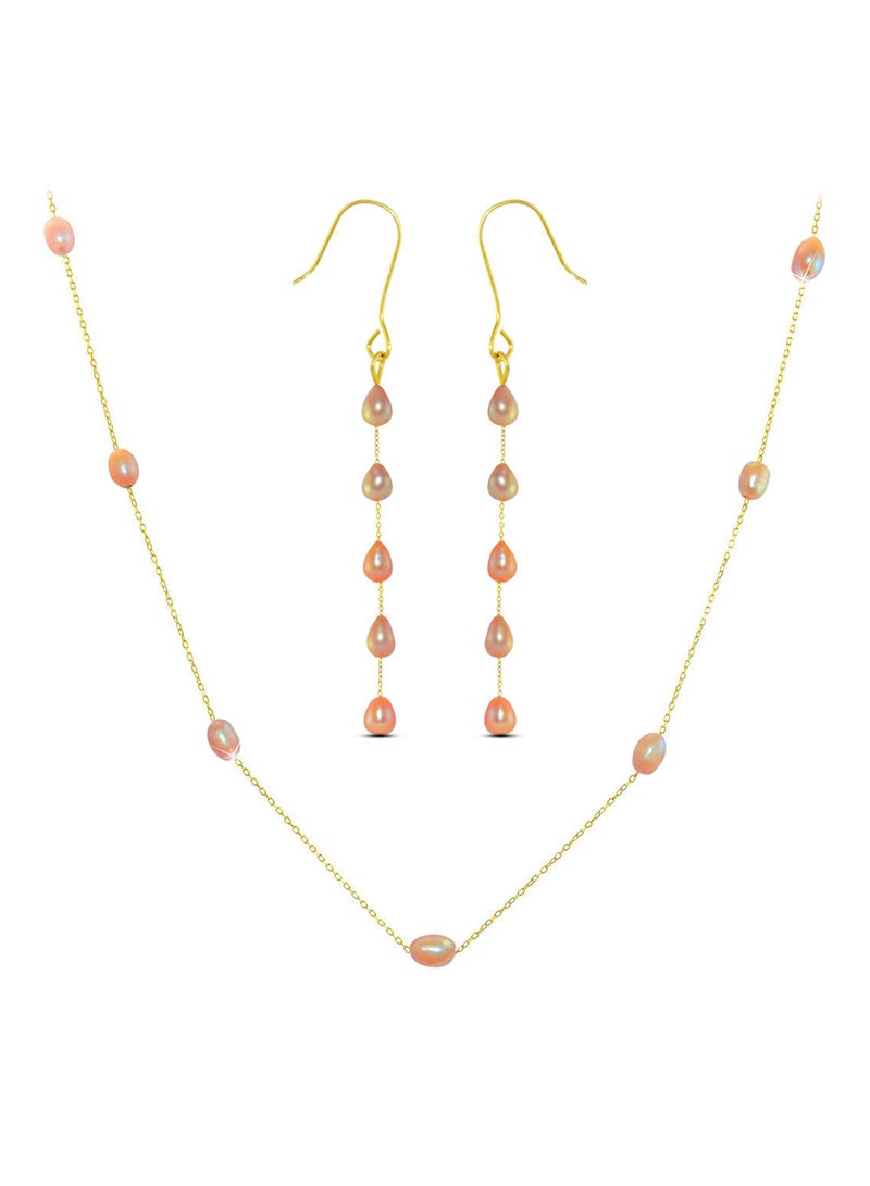 Vera Perla - 18 Karat Gold Pearls 2 Piece Jewellery Set - Image 1