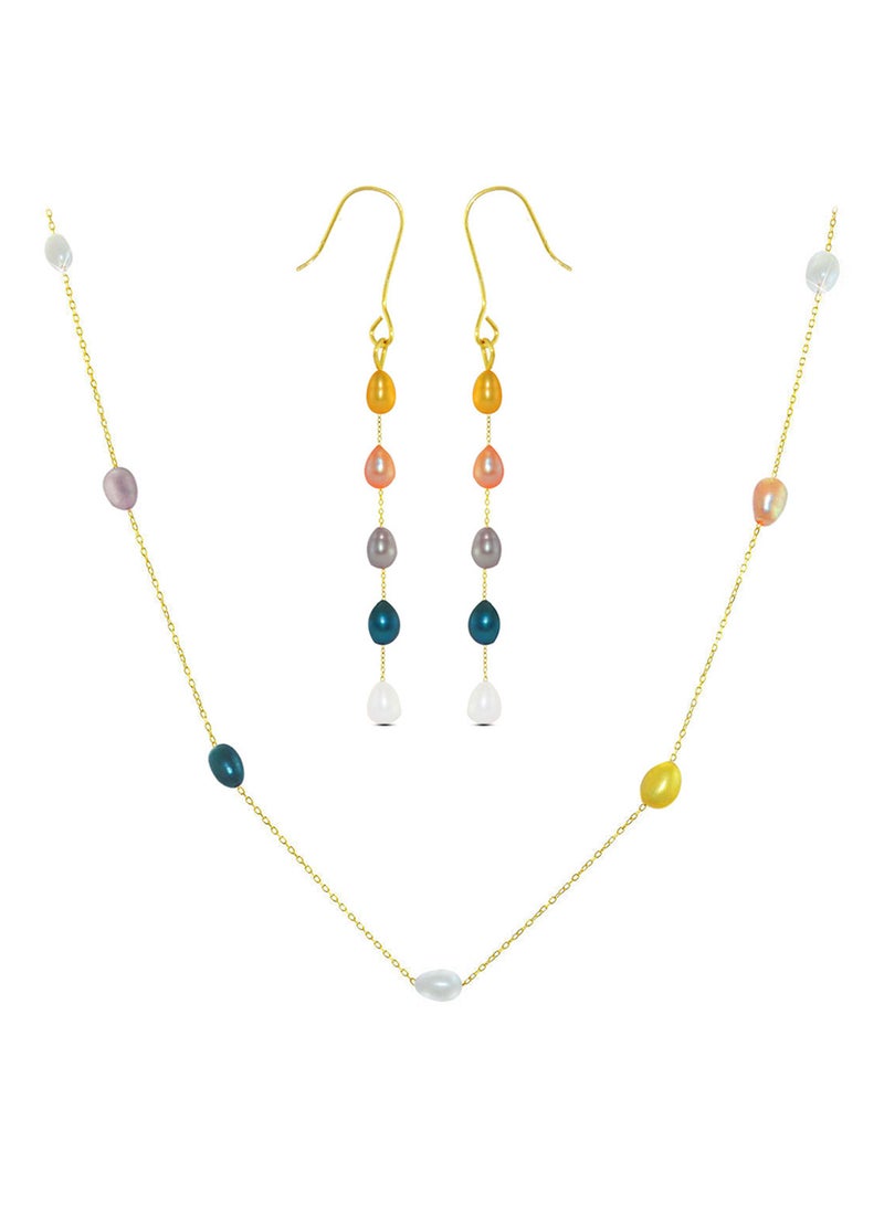 18 Karat Gold Pearls 2 Piece Jewellery Set