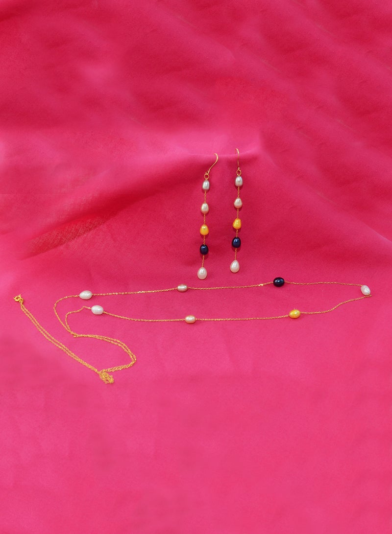 18 Karat Gold Pearls 2 Piece Jewellery Set