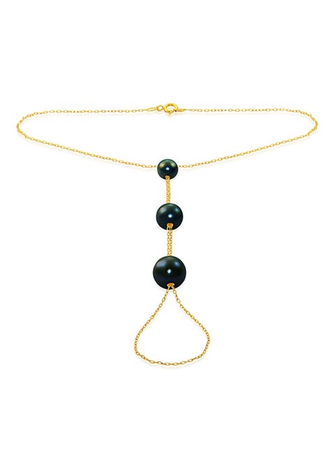 18 Karat Gold Gradual Built-in Pearl Chain Bracelet