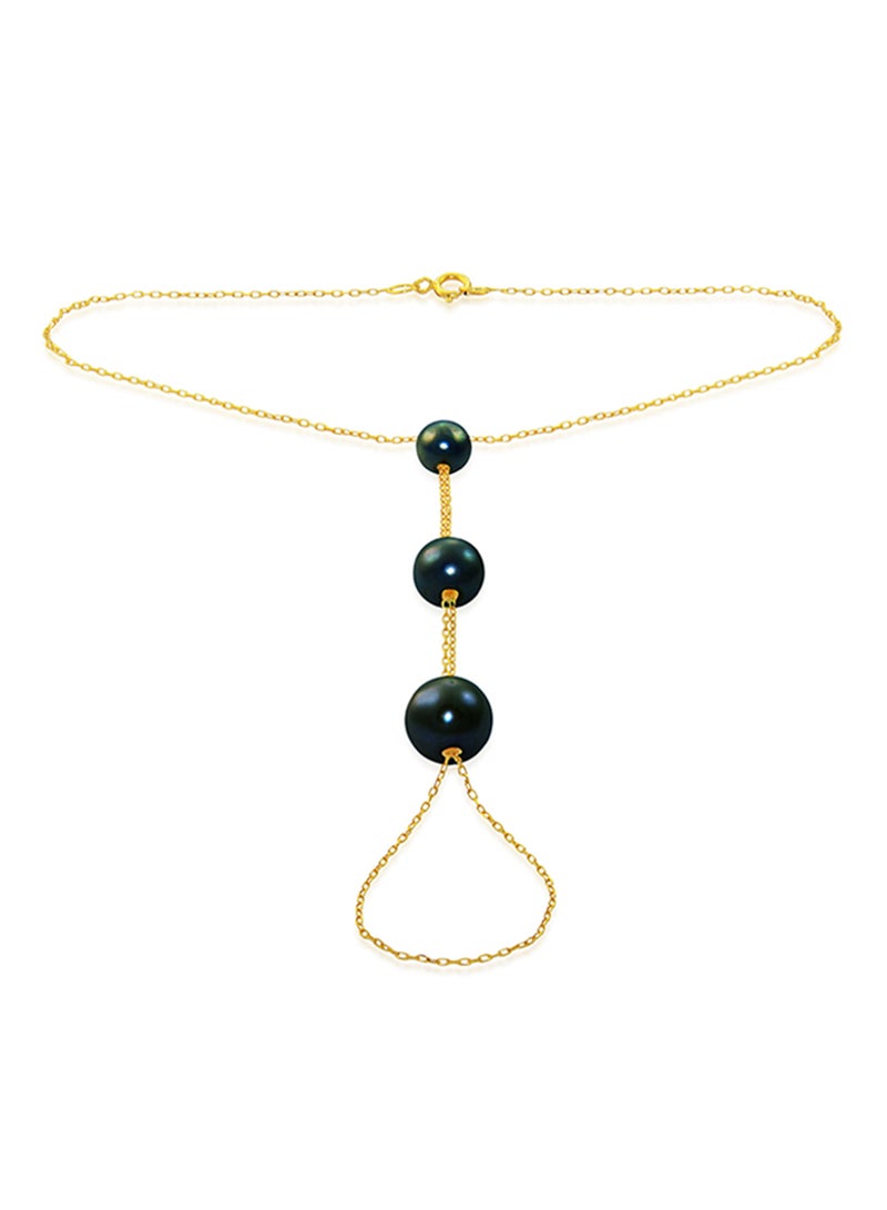 Vera Perla - 18 Karat Gold Gradual Built-in Pearl Chain Bracelet - Image 1