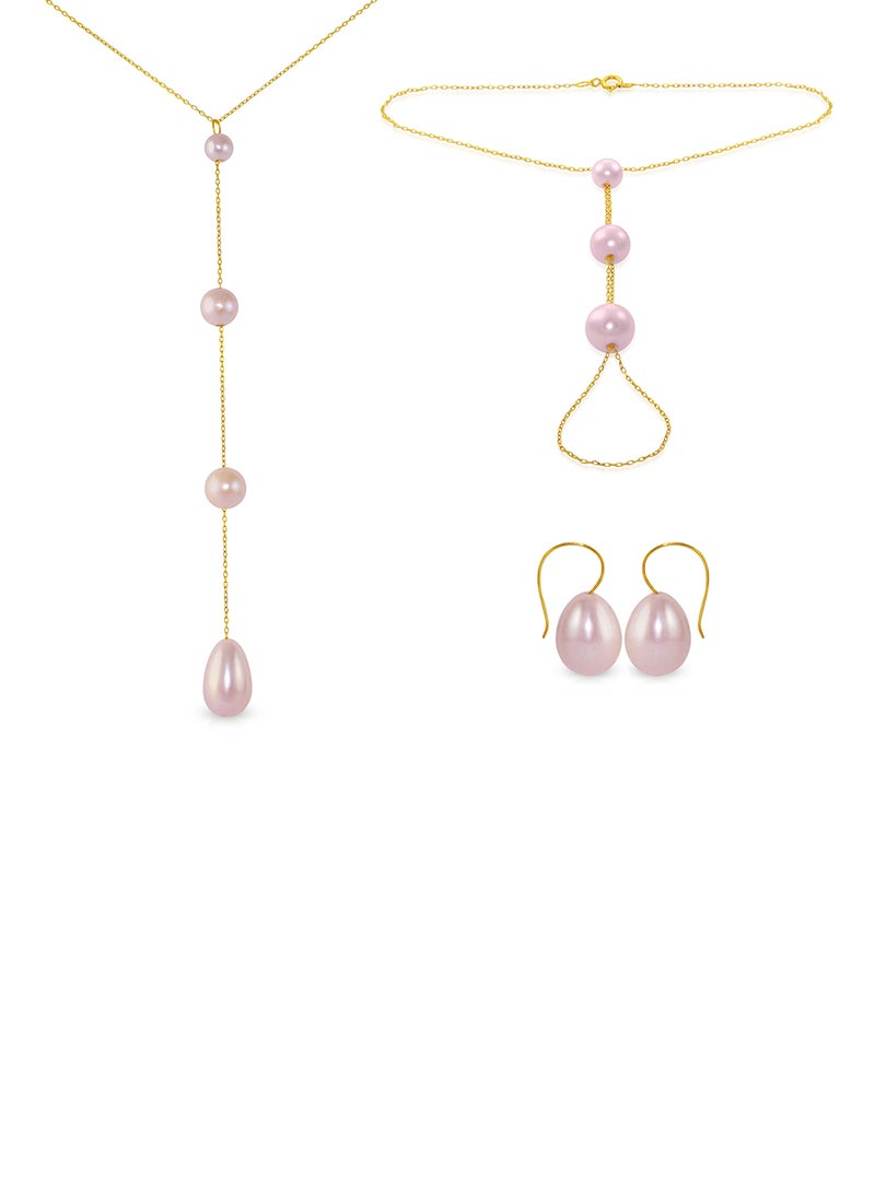 Vera Perla - 3-Piece 10 Karat Gold Pearl Jewellery Set - Image 1