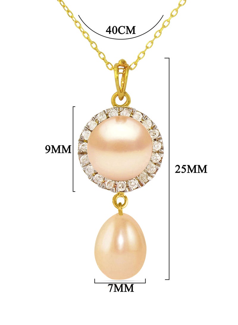Vera Perla 18 Karat Gold 0.10 ct Genuine Diamonds And Pearl Chain Necklace - Image 2