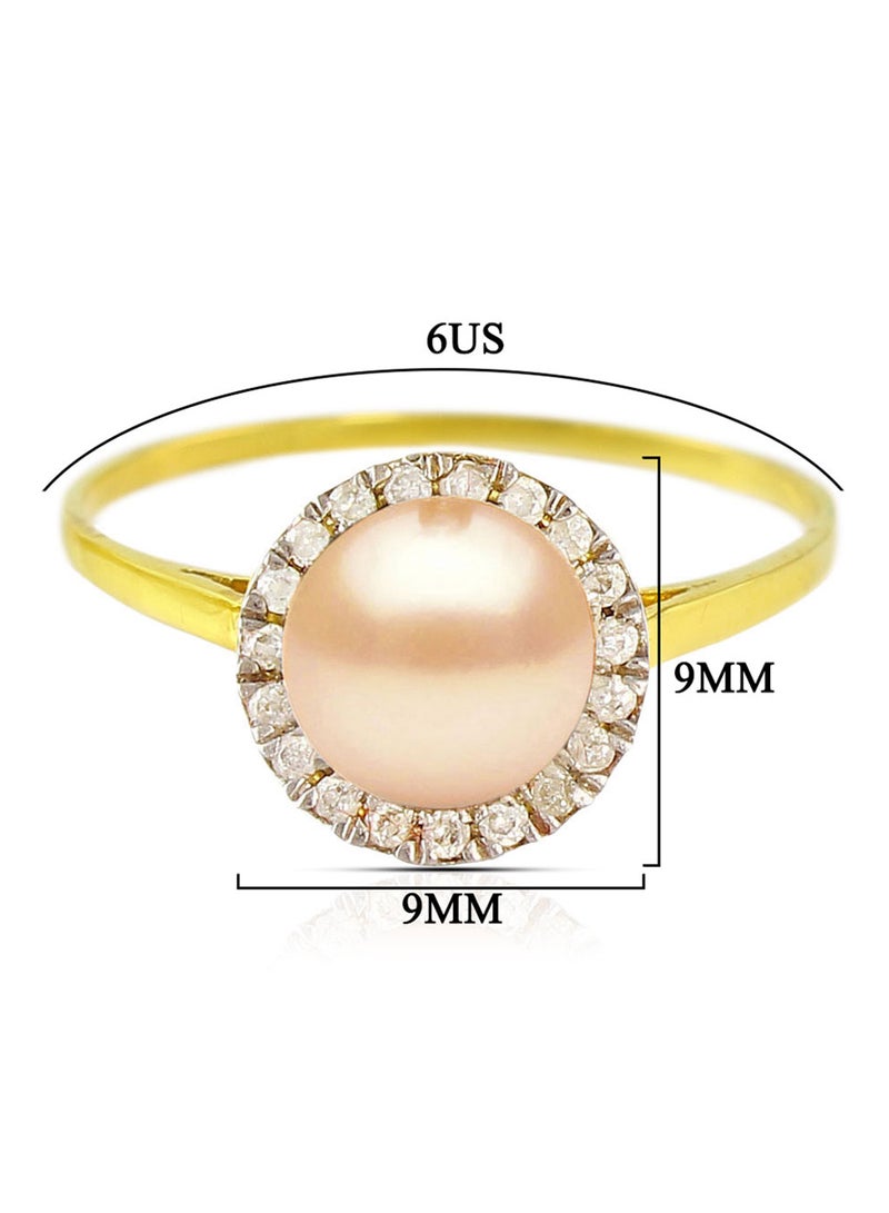 Vera Perla 18 Karat Gold 0.10 Carat Diamonds And Pearl Ring - Image 2