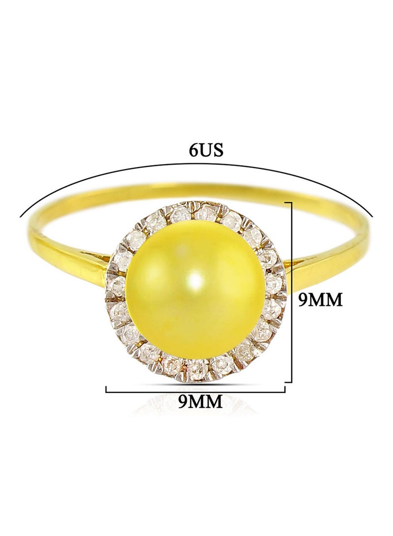 Vera Perla - 18 Karat Gold 0.10 ct Genuine Diamonds And Genuine Pearl Cocktail Ring - Image 1