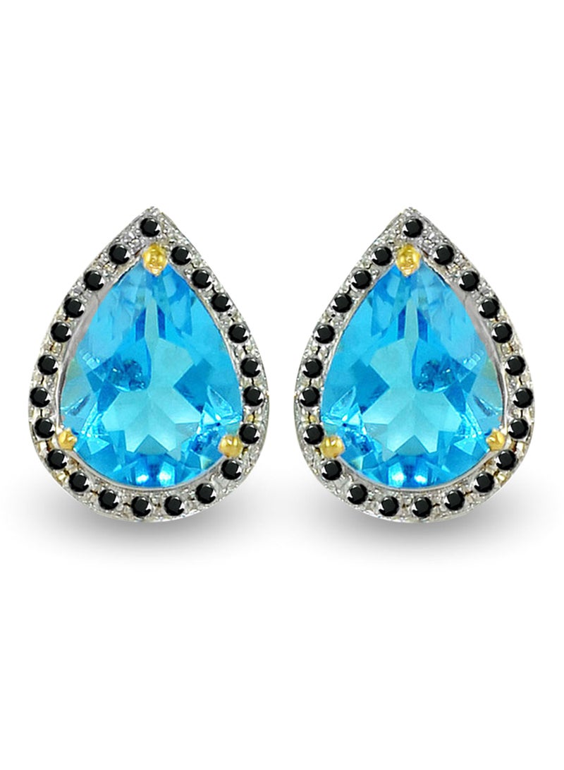 Vera Perla 18 Karat Gold 0.24 ct Diamonds Topaz Teardrop Earrings - Image 1