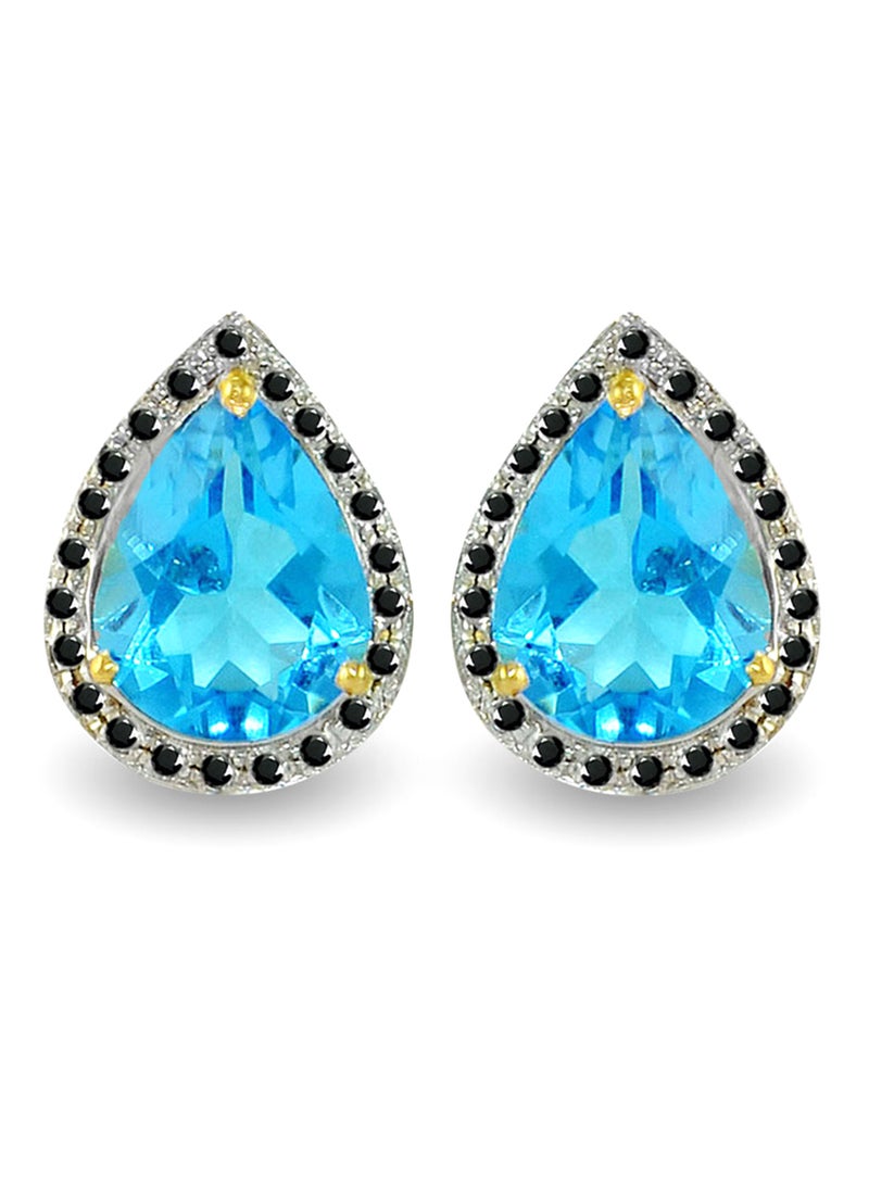 Vera Perla 18 Karat Gold 0.24 ct Diamonds Topaz Teardrop Earrings - Image 2