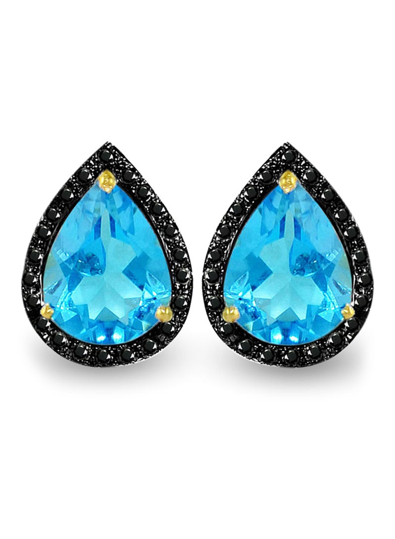 Vera Perla 18 Karat Gold 0.24 ct Diamonds Topaz Teardrop Earrings - Image 1