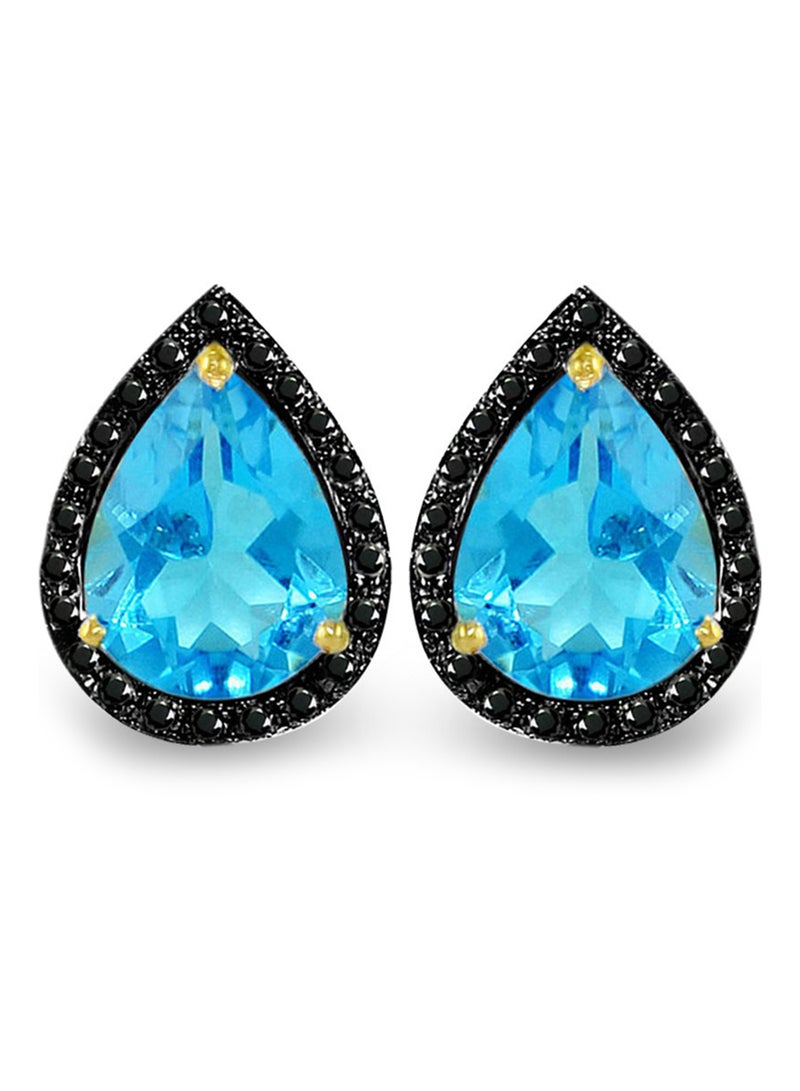 Vera Perla 18 Karat Gold 0.24 ct Diamonds Topaz Teardrop Earrings - Image 2