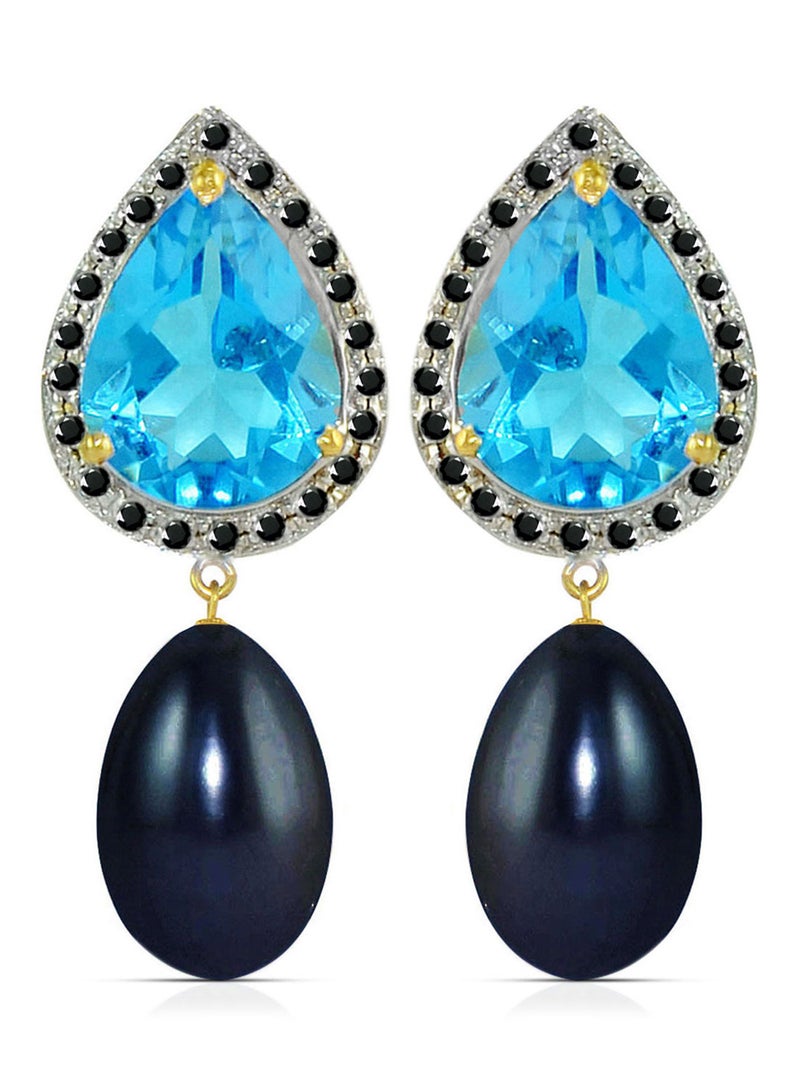 Vera Perla 18 Karat Gold 0.24 ct Diamonds Topaz And Pearl Dangle Earrings - Image 2