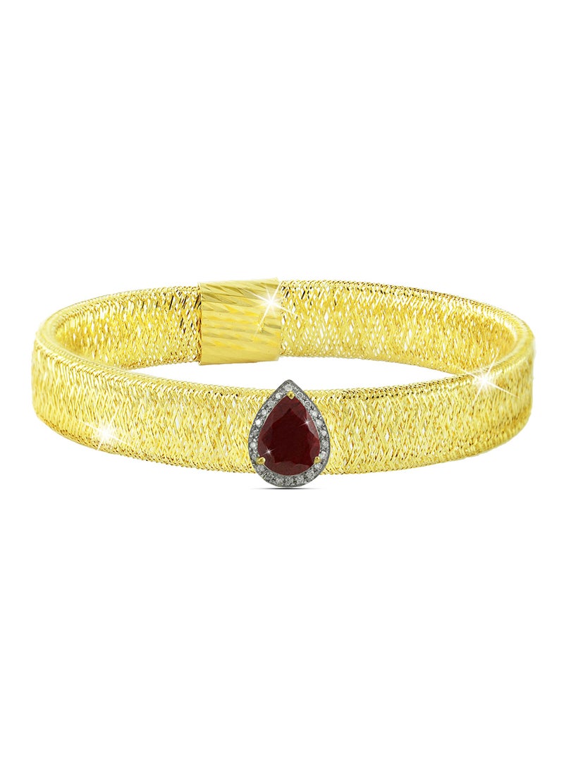 Vera Perla 18 Karat Gold 0.12 ct Diamonds Ruby Mesh Bracelet  - Image 2